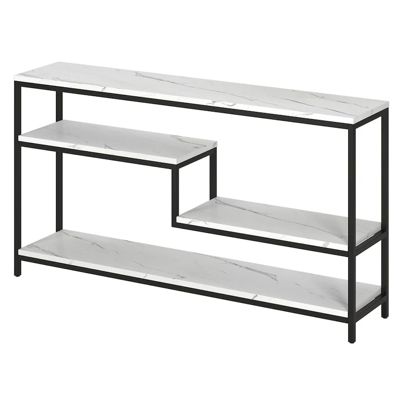 55 Wide Rectangular Console Table with Faux Marble Top