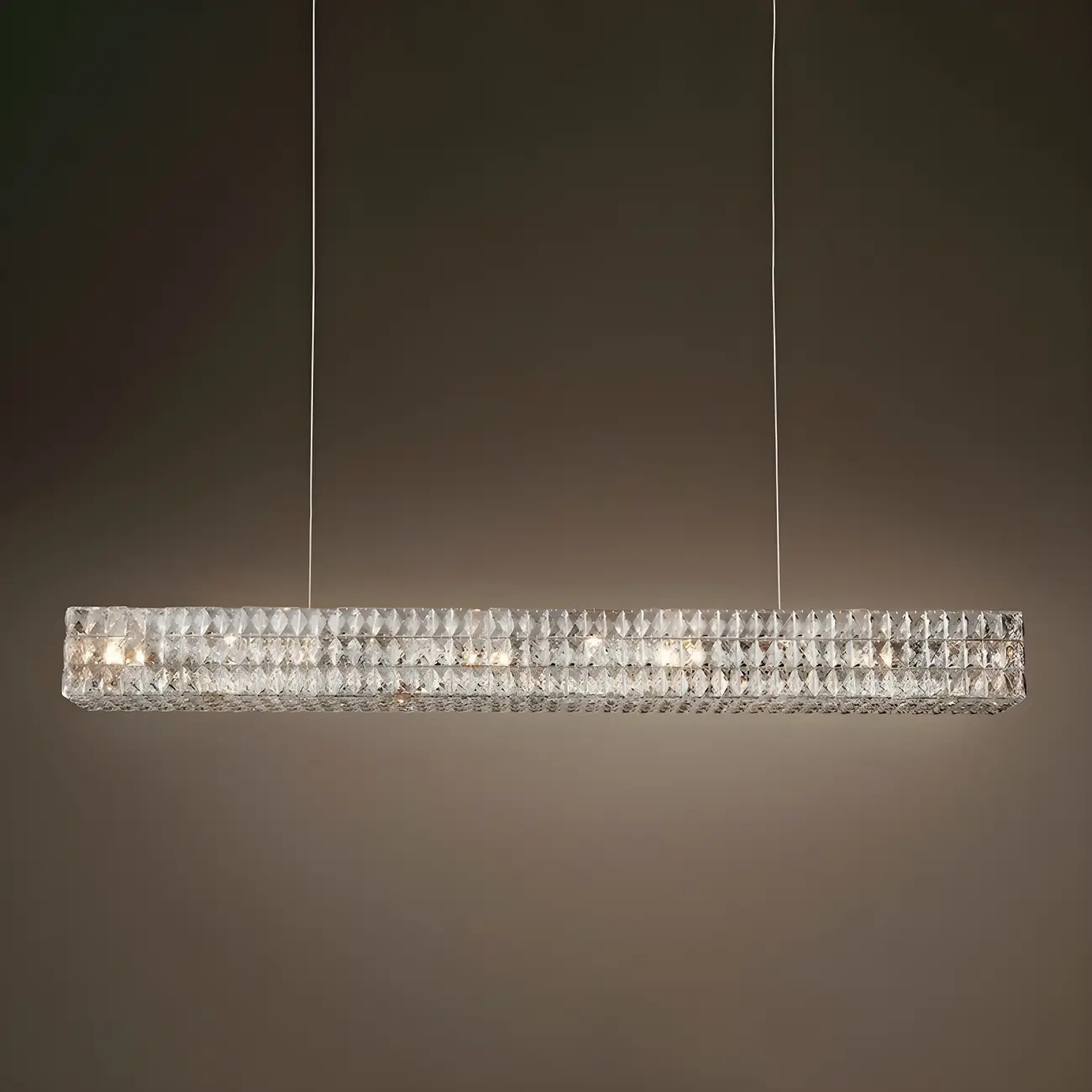 Modern Clear Crystal Rectangular Pendant Light