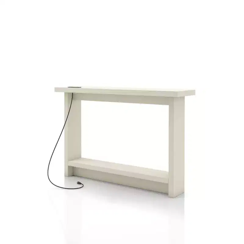 miBasics Nortal 47.24" Console Table Modern 1 Shelf with Usb and Power Ports Soft White
