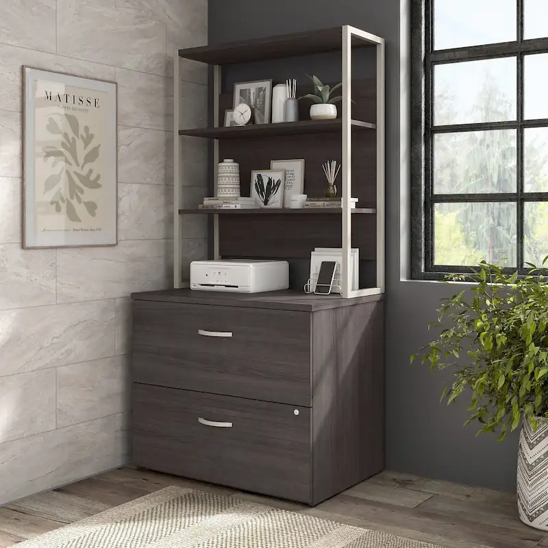 2-Drawer Lateral File Cabinet with Open Shelves