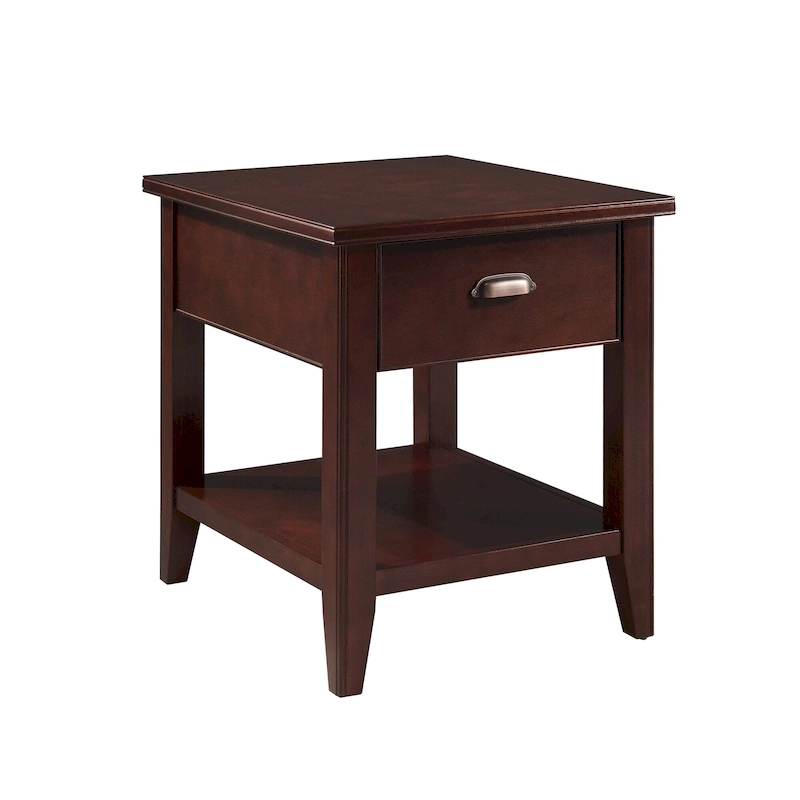 Laurent 20 in. Solid Wood End Table with Shelf and Drawer
