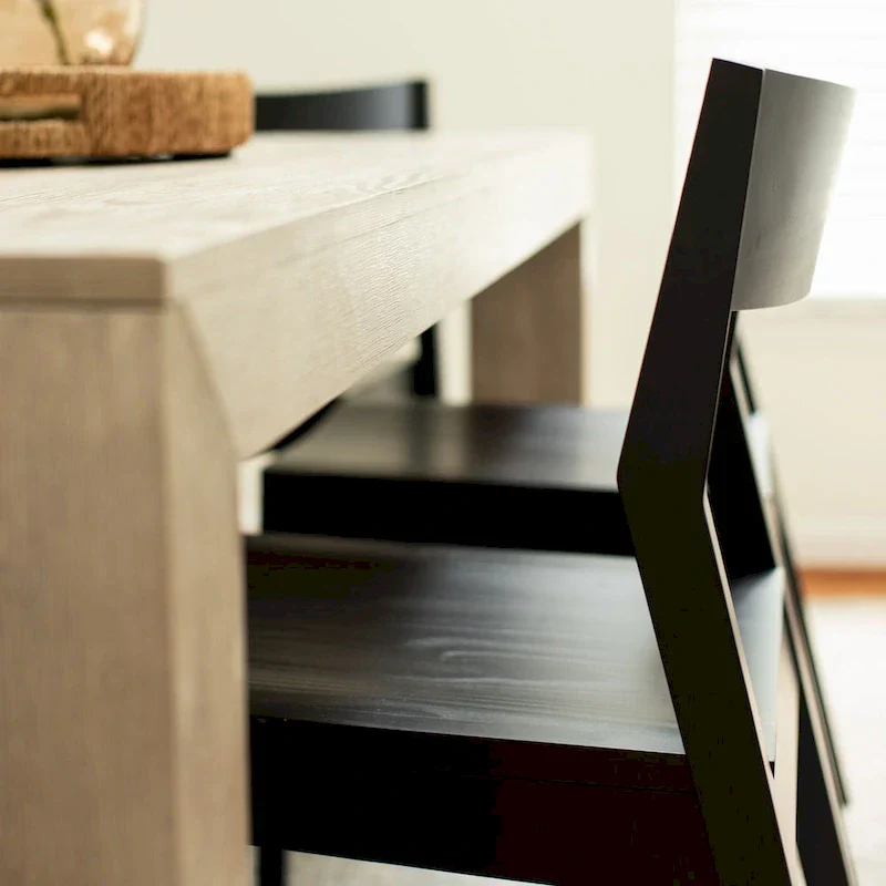 72 Modern Solid Wood Dining Table Set with 6 Chairs - Natural Finish