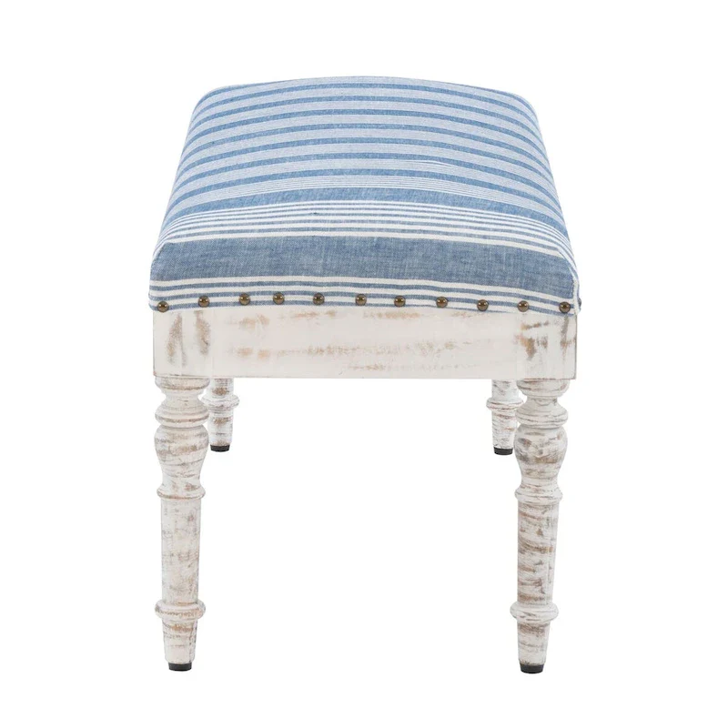Seashell Upholstered Entryway Bench – Mango Wood, 400 lb Capacity