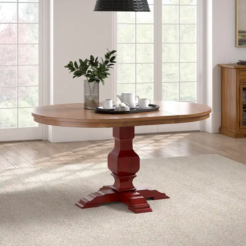 Two-Tone Oval Solid Wood Extending Dining Table