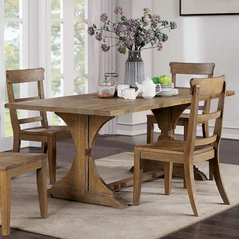 Furniture of America Badri Rustic 76-inch Solid Wood Dining Table