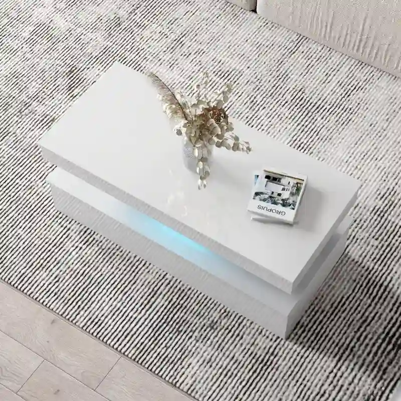 White High Gloss Coffee Table, Modern Style