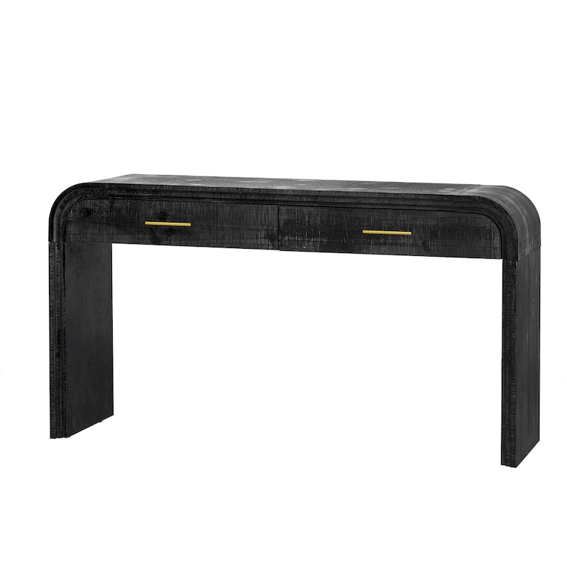 Irresistible Retro Silhouette Console Table: Open Style, Two Top Drawers