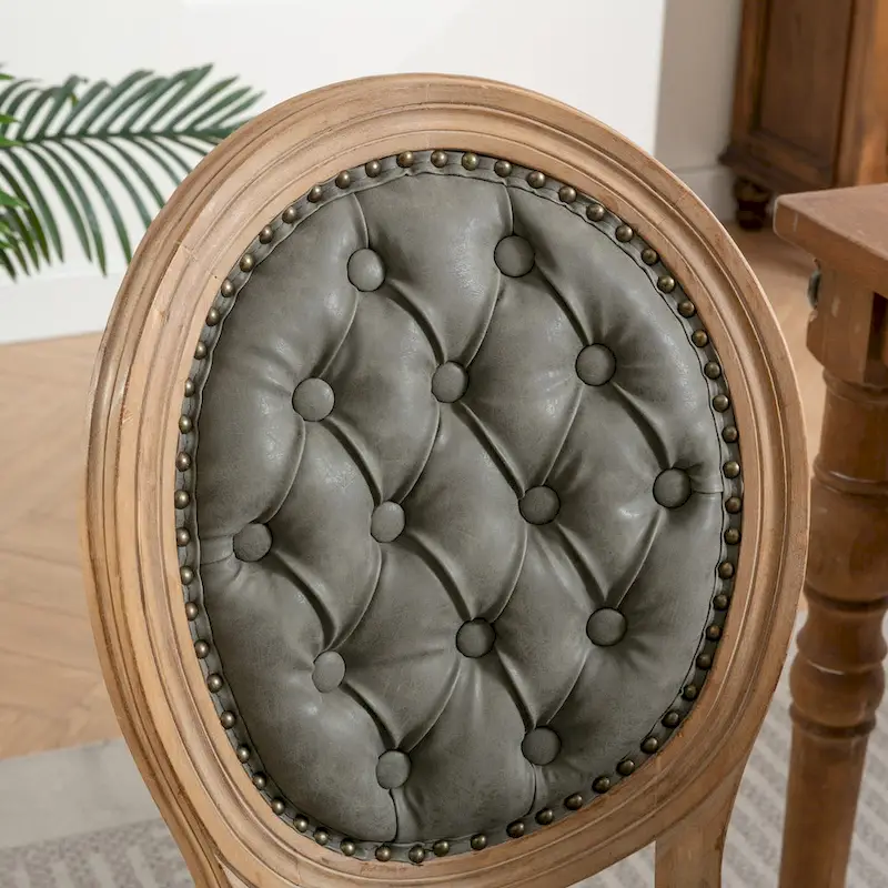 Set of 2 French Style Solid Wood Dining Chair with Nailhead