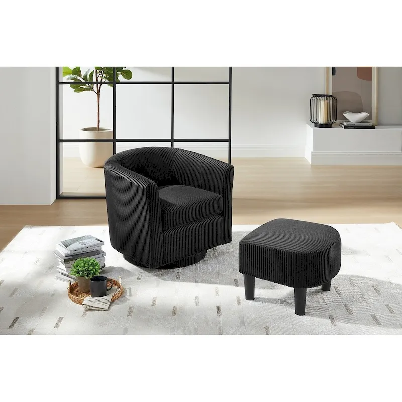 Swivel Accent Single Sofa Chair with Ottoman