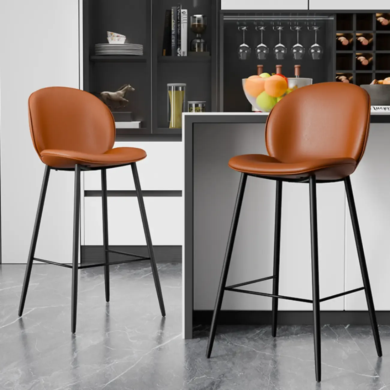 Mid-century Modern Bucket Upholstered Bar Stools