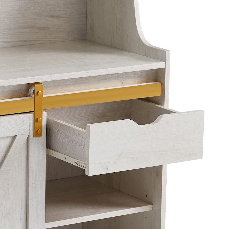 White Oak 6-Shelf Baker's Rack with Barn Door