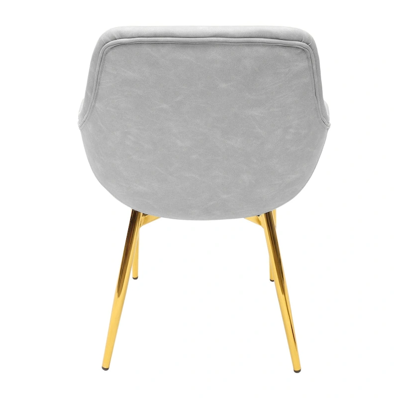 Markley Modern Leather Dining Armchair Set of 4 With Gold Metal Legs Accent Side Chair