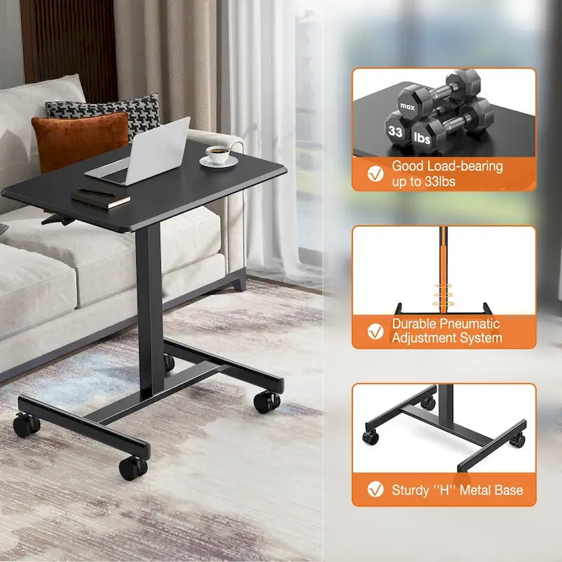 Mobile Rolling Standing Desk with Adjustable Height