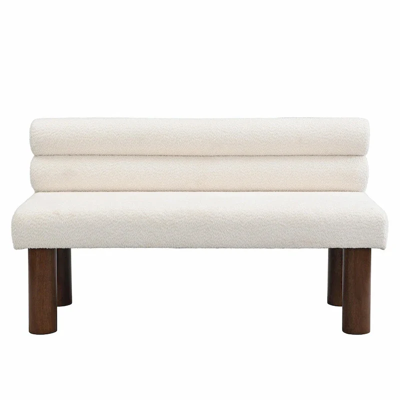 Upholstered Dining Bench with Wooden Legs
