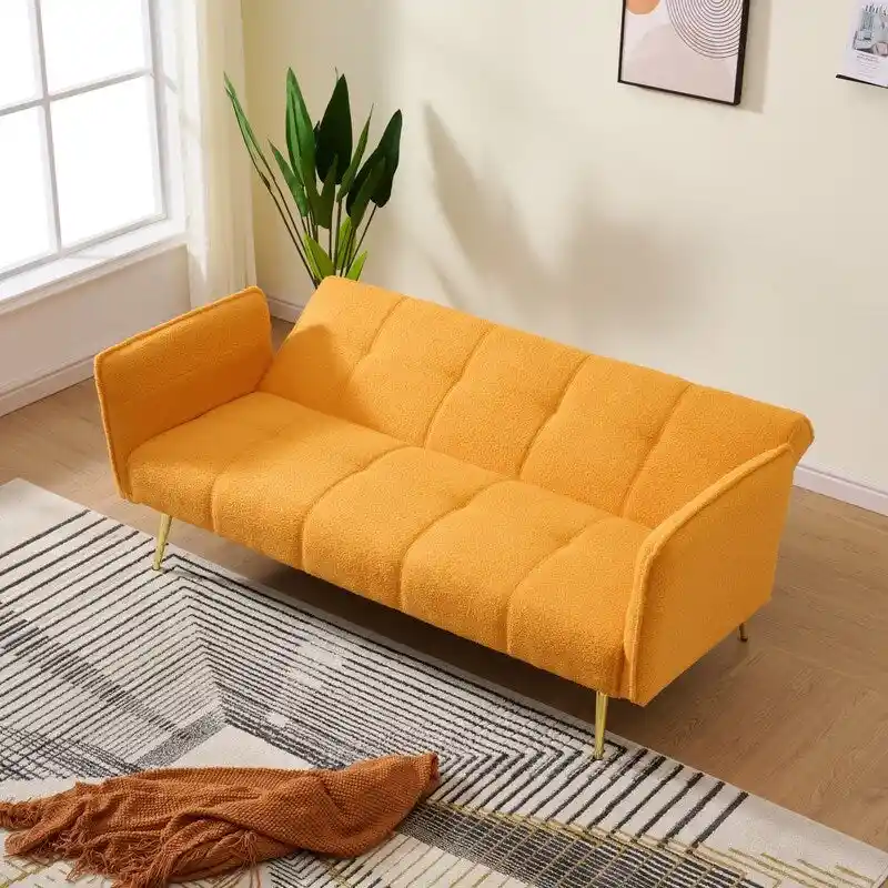 79.92  Teddy Velvet Upholstered Sofa Bed with Adjustable Back and Armrests