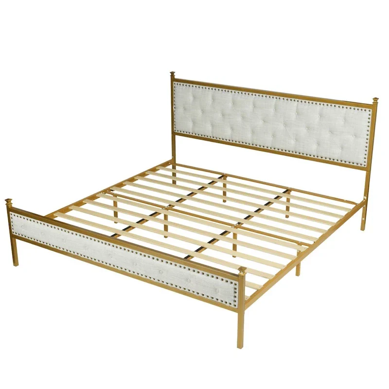 HomyLin Upholstered Platform Bed Frame with Tufted Headboard, No Box Spring Needed