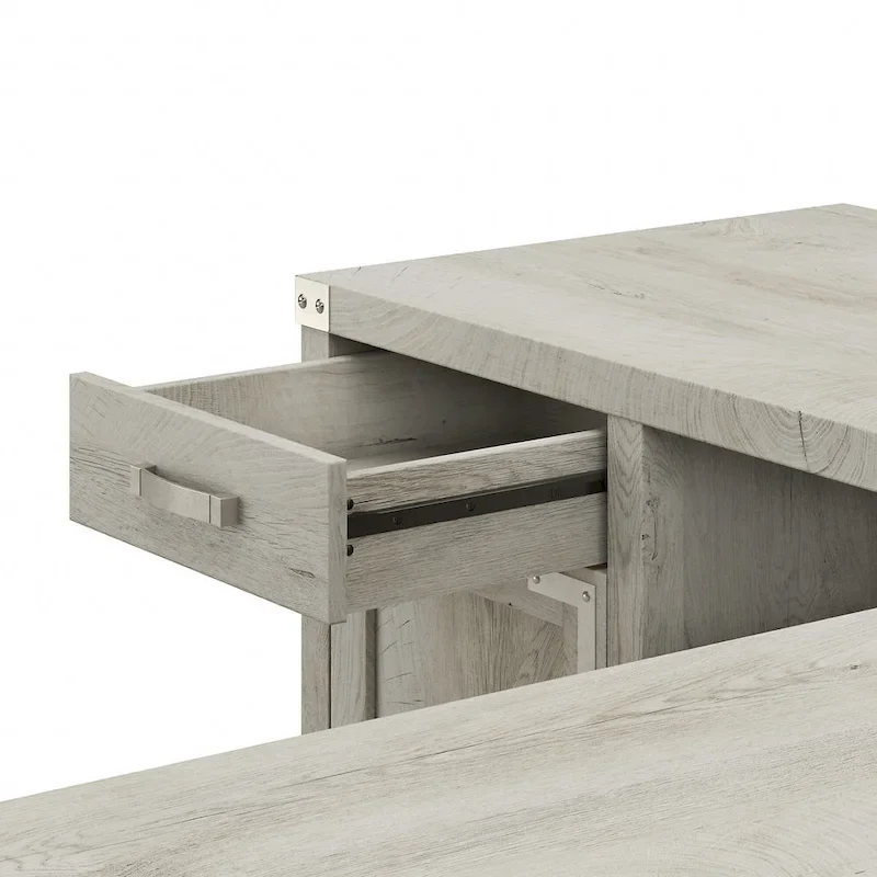 Knoxville 60W L-Desk with File Cabinet and Bookcase by