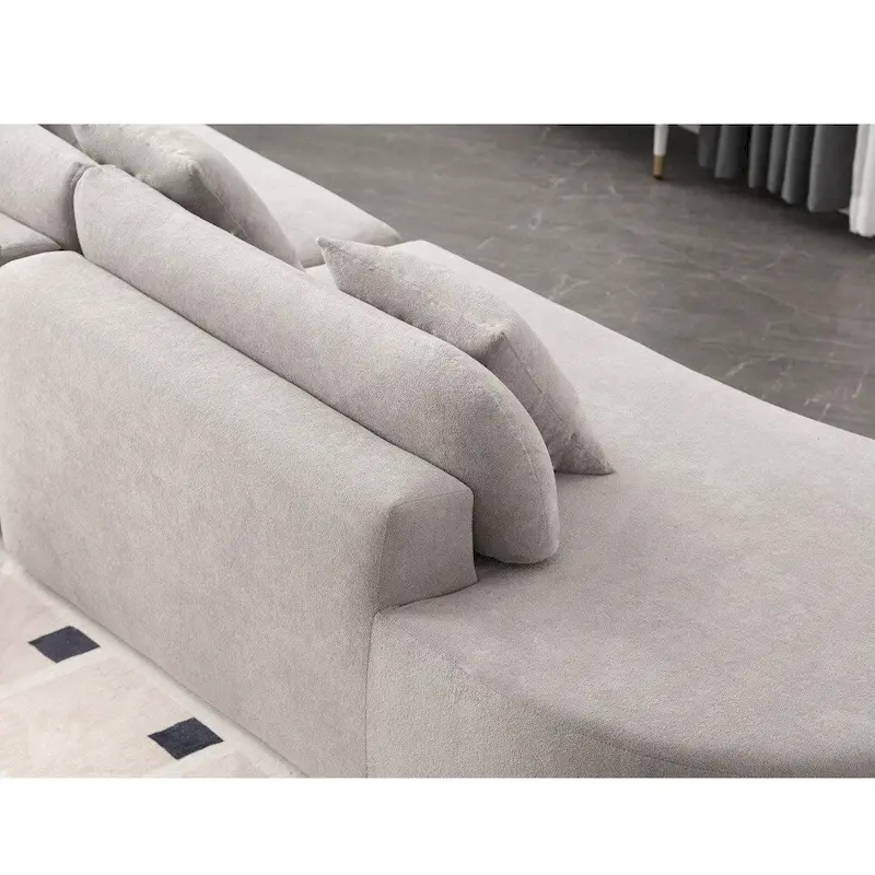 Modern Curved Terrycloth Fabric Combination Sofa No Assembly Required