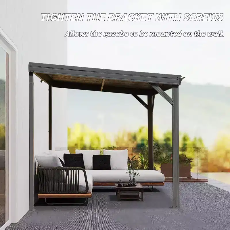 Clihome 8'x 8' Wall-Mounted Gazebo with Hidden Drainage System