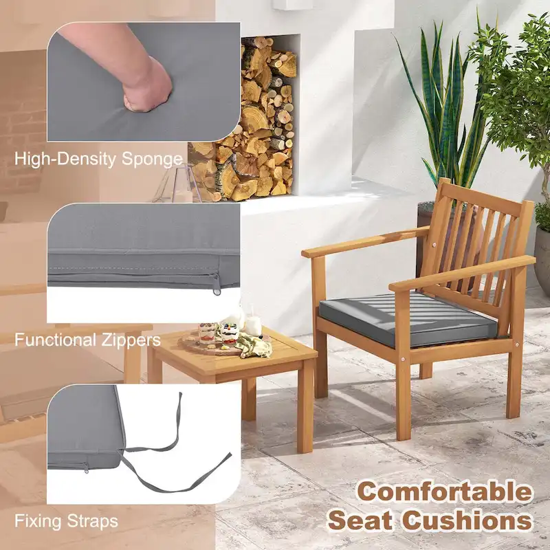 Costway 3 PCS Patio Wood Furniture Set Acacia Wood Chairs & Coffee - See Details