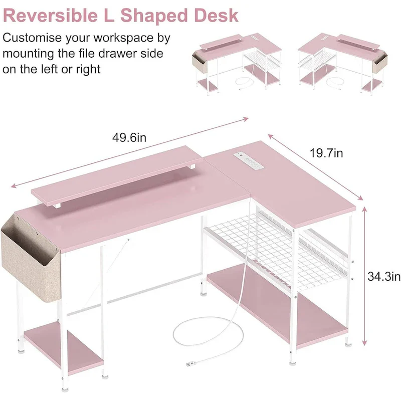 Small Gaming Desk with Power Outlets