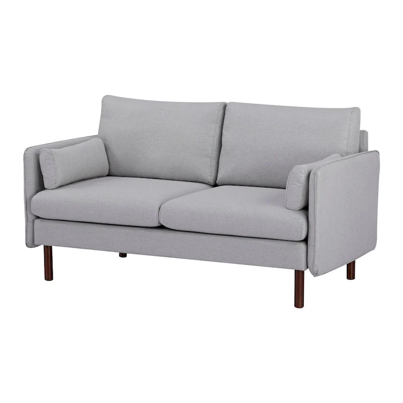 Yucca Modern Loveseat Sofa, Polyester / Vegan Leather Settee Couch - Includes 2 Pillows