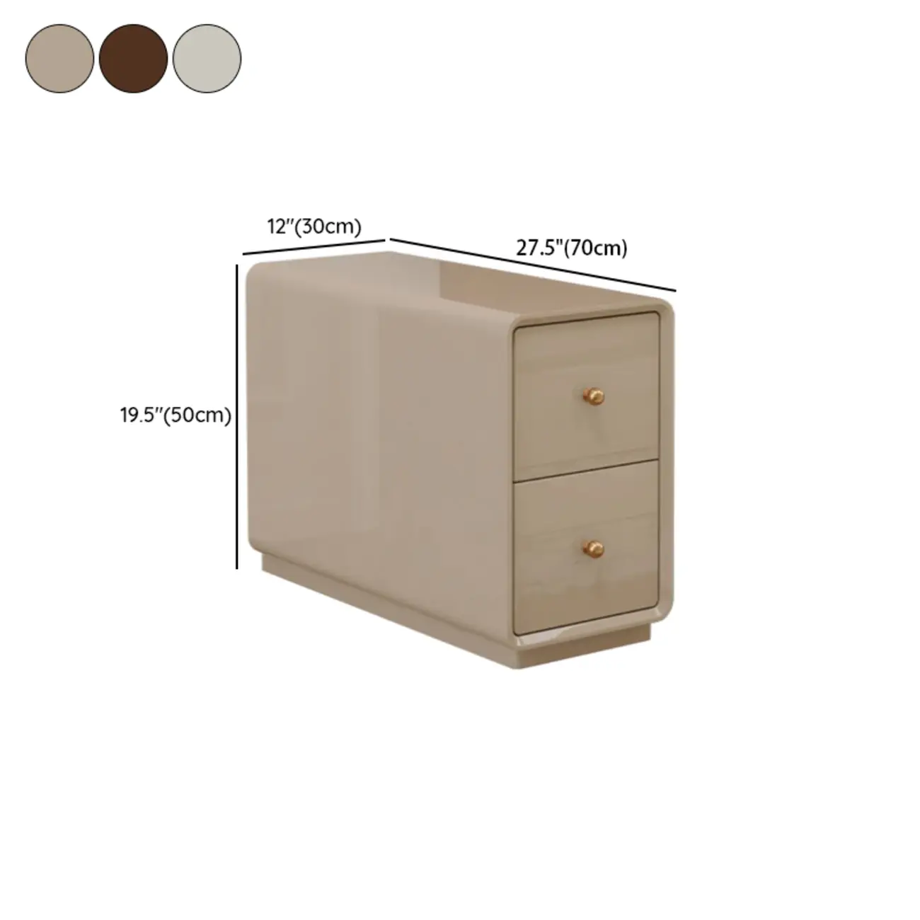 Narrow Rectangle Walnut Wood Side Table with Drawers