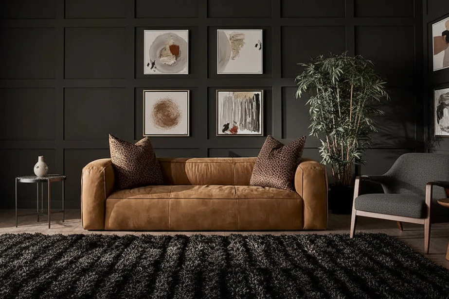 Distressed Italian Leather Sofa