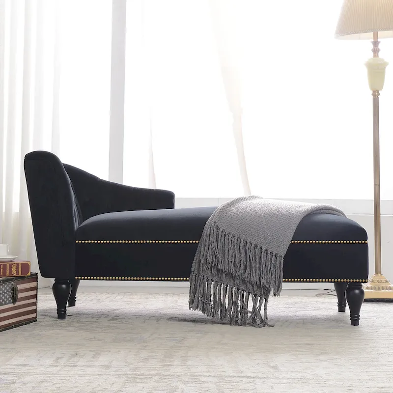 [New+Video] 58 Velvet Chaise Lounge - 26.50 x 58.00 x 28.60