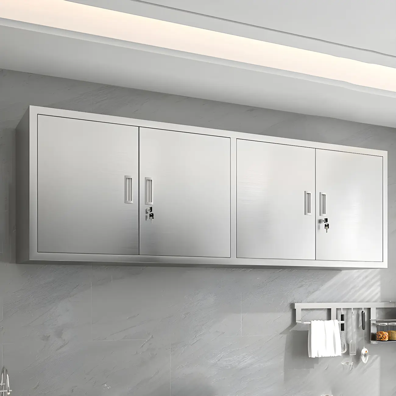 Adjustable Stainless Steel Wall-Mounted China Cabinet