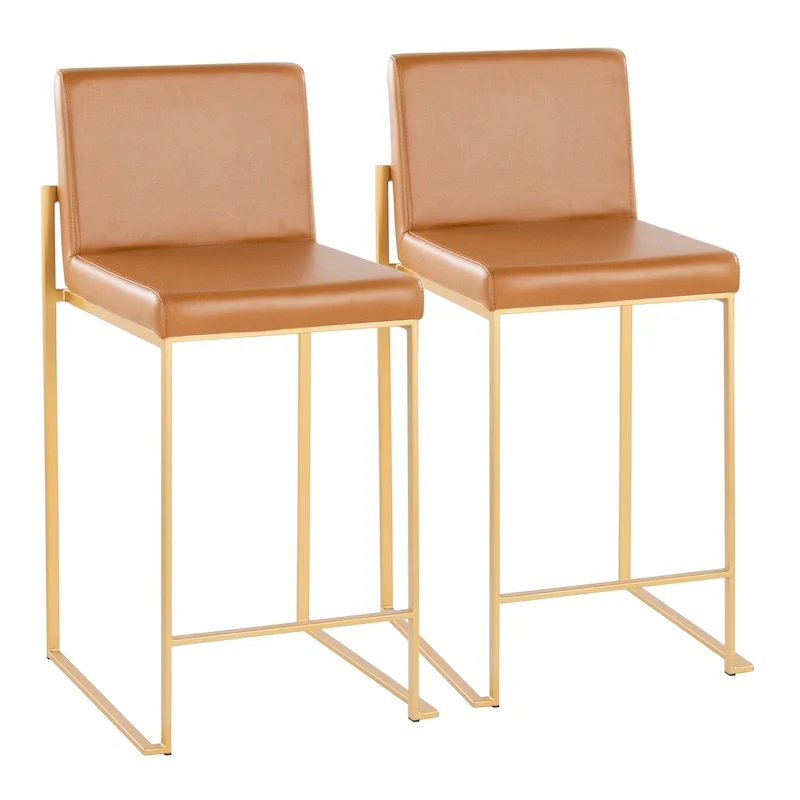 Black/Grey/White High Back Upholstered Counter Stool, Set of 2, 1-Person