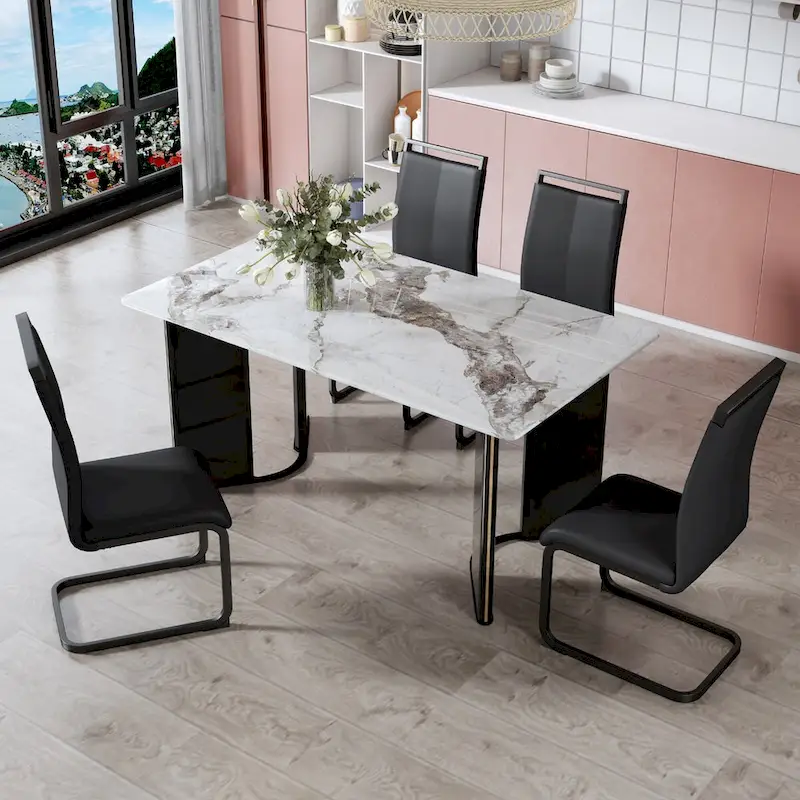 Rectangular Dining Table with 4 Chairs