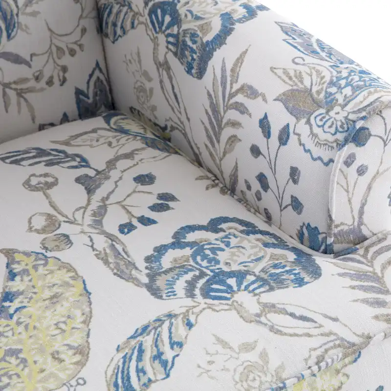 Accent Armchair with Turned Legs Set of 2 Blue/ Beige / Grey