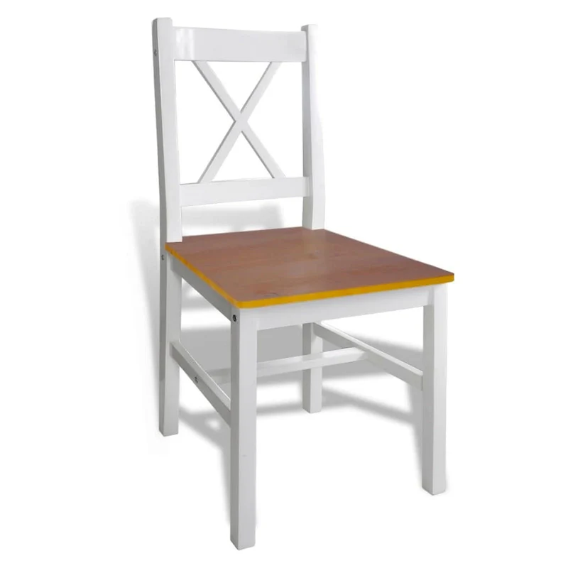 5pc Dining Table Set, 43 Inch Rectangular, 4 Chairs, Brown White Wood