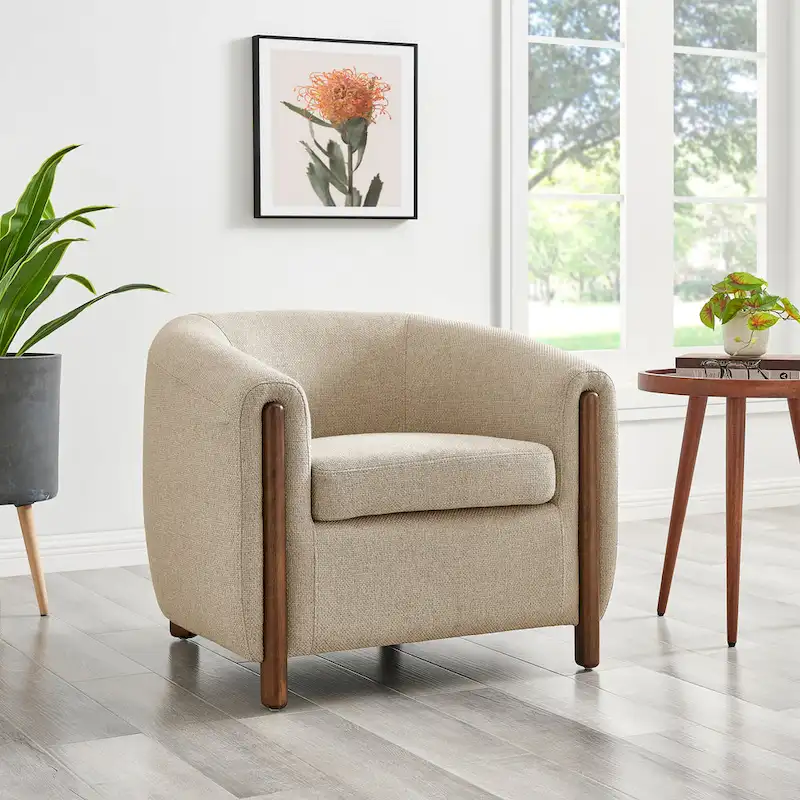 Upholstered Accent Arm Chair - Modern Fabric Armchair for Living Room