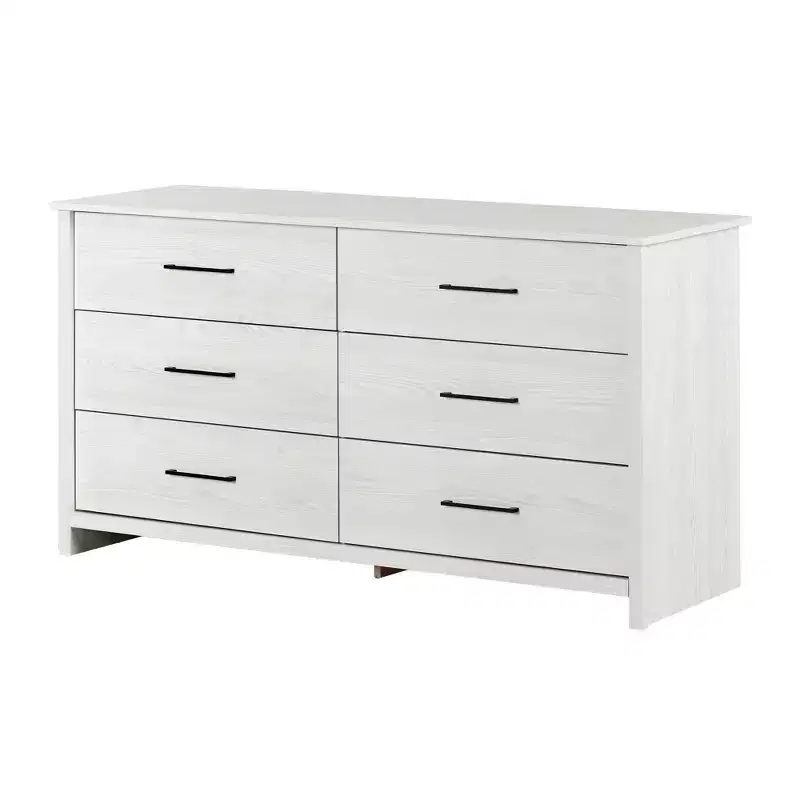 South Shore Tassio 6 Drawer Double Dresser Nordik Oak: Anti-Tip Hardware, Laminated Finish, Particle Board Frame