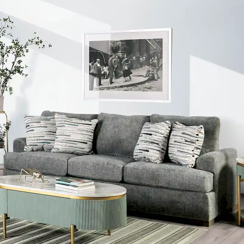 Transitional 3-Seater Sofa with Flared Arms & Foam Spring Seating