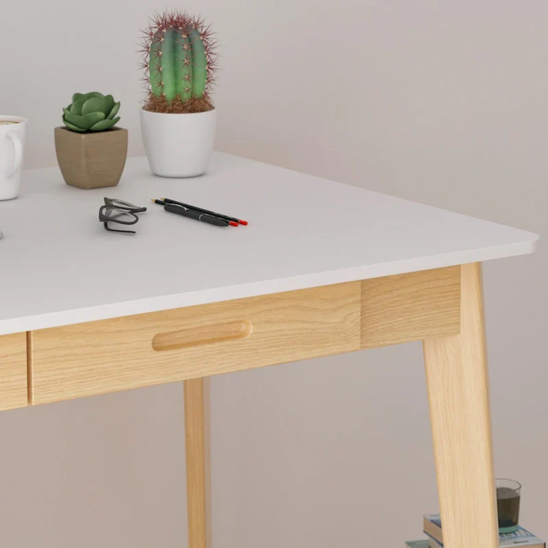 Writing Desk with 2 Drawers - Wood Legs - 47 Inch