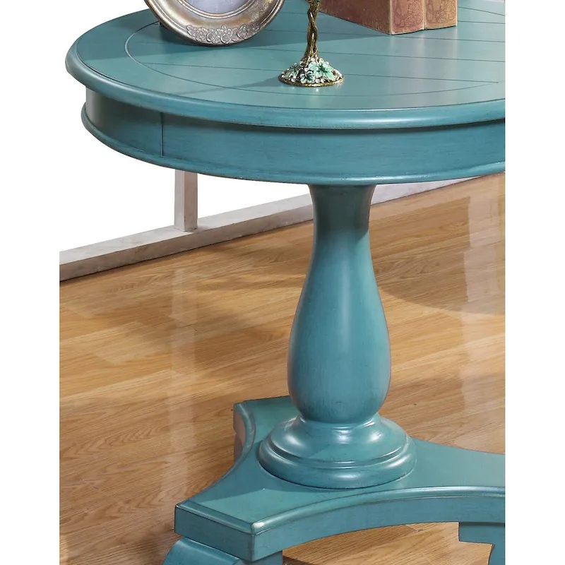 Black Round Wood Pedestal Side Table