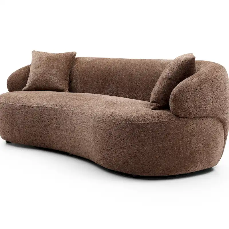 86.61in 3 Seater Modern Curved Upholstered Fabric Sofa Courch