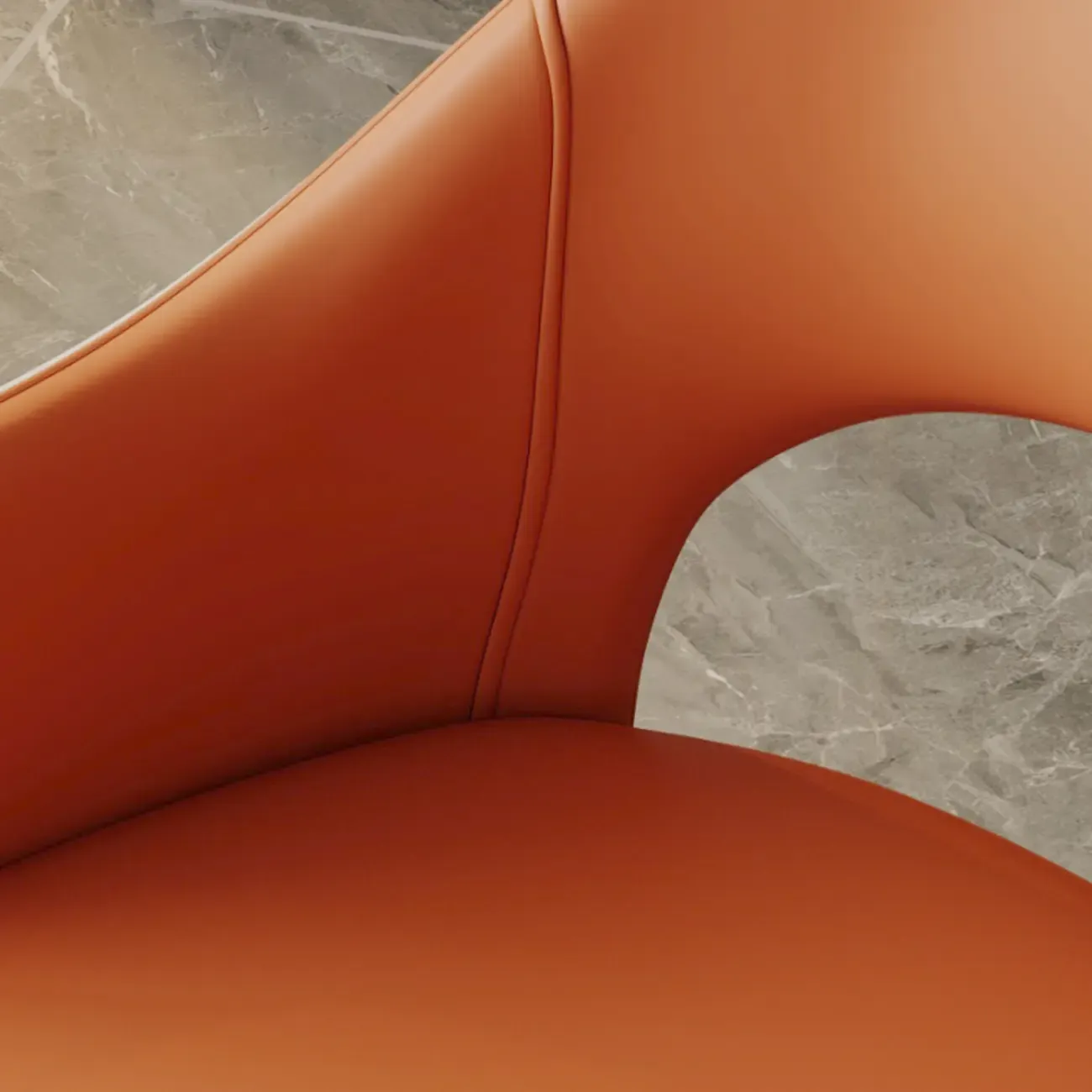 Open Curved Back Leather Armrest Dining Chairs