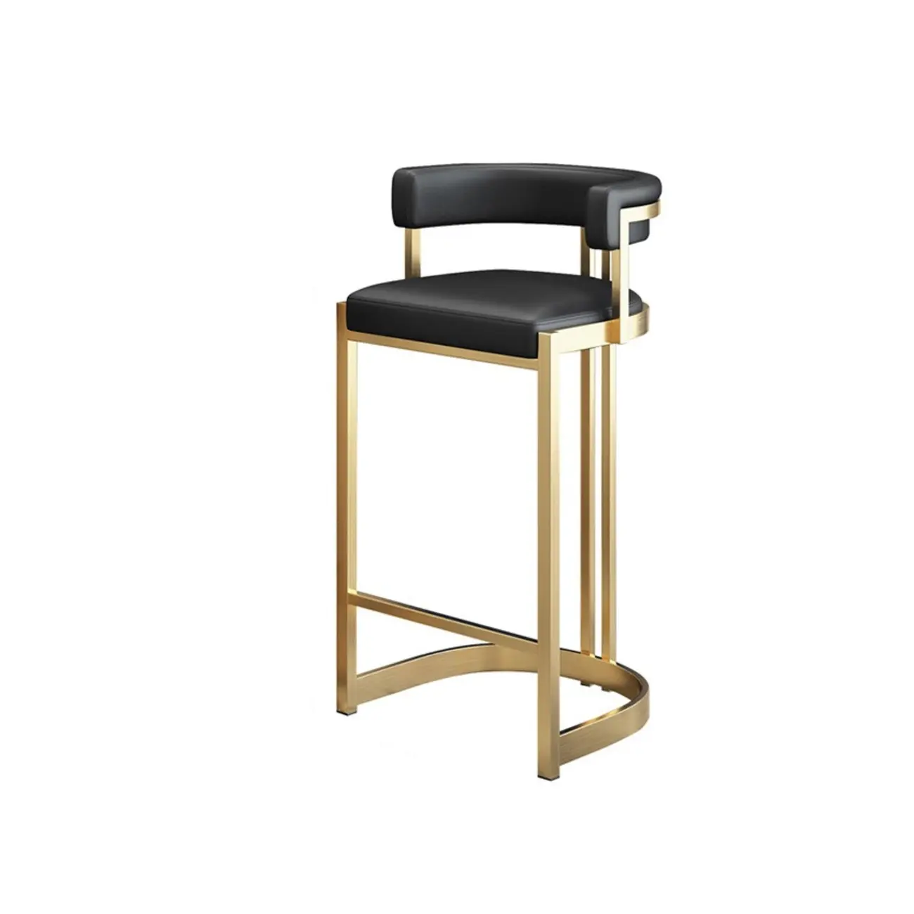 Lavish Metal Cushioned Gold Sled Bar Stool