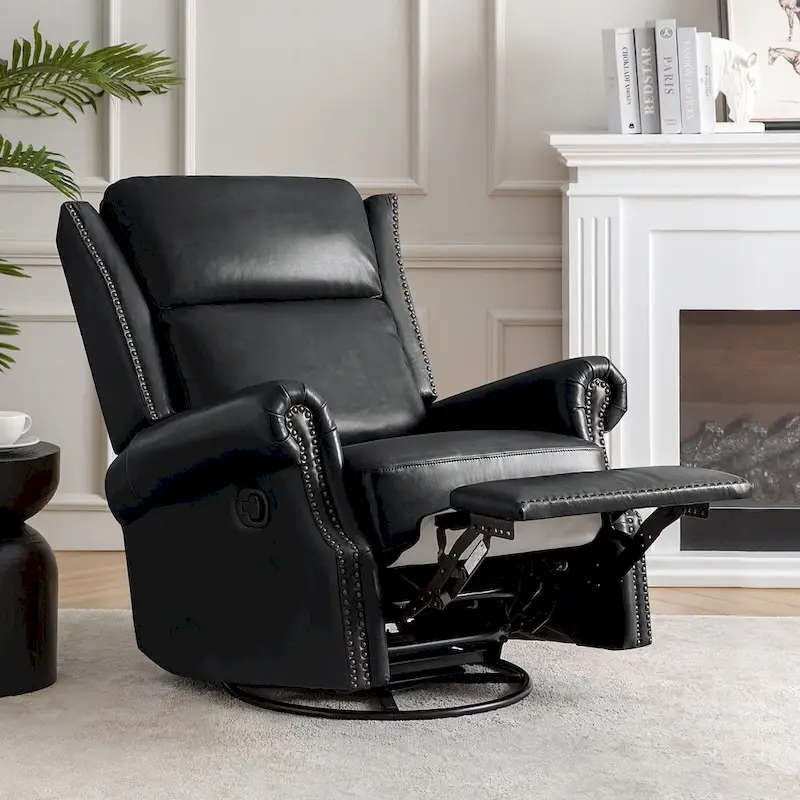 Viviana Traditional Genuine Leather Manual Swivel Glider Recliner by HULALA HOME