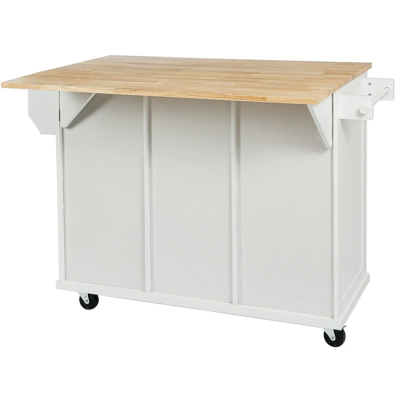 Nestfair Kitchen Island Cart with Drop-Leaf Countertop and 3 Drawers