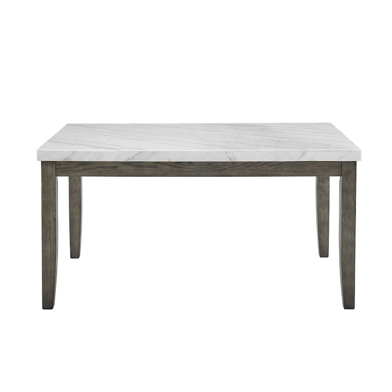 7-Piece Dining Set with Marble Veneer Top and Upholstered Chairs