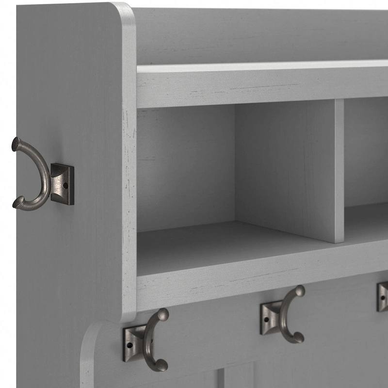 Woodland 40W Hall Tree and Shoe Bench with Shelves by Bush Furniture