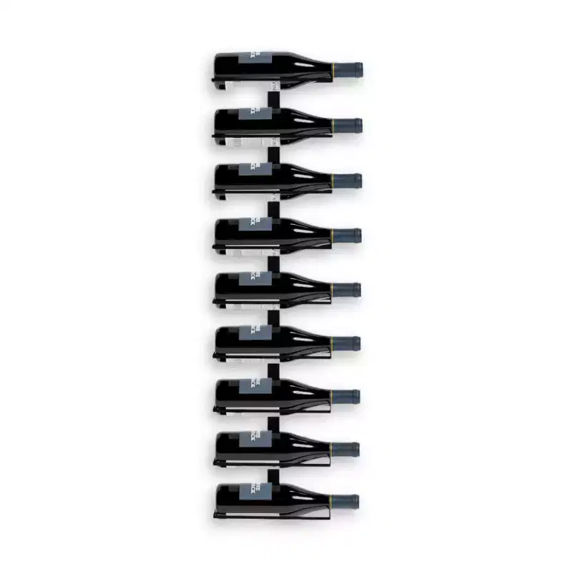 9-Bottle Wall Mounted Metal Wine Rack, Industrial-Style Storage Organizer for Kitchen or Home Bar