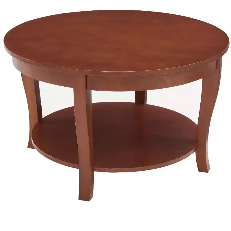 30 Round Coffee Table, 2 Tier Wood Center Table, Circle Accent Table, Sofa Side Table for Living Room Bedroom Apartment Office