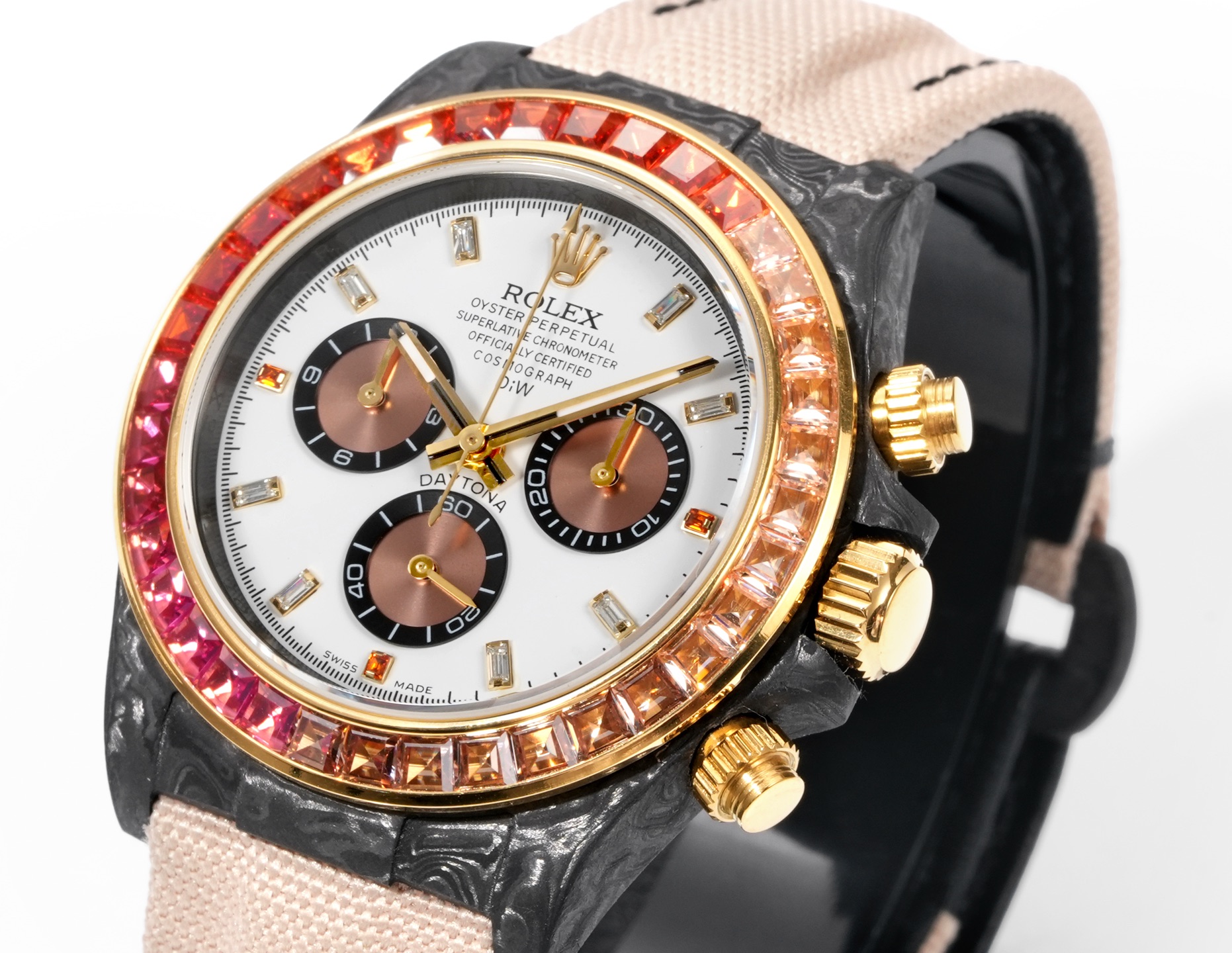 Rolex-Nachbildung – Daytona in Carbon und Edelsteinlünette
