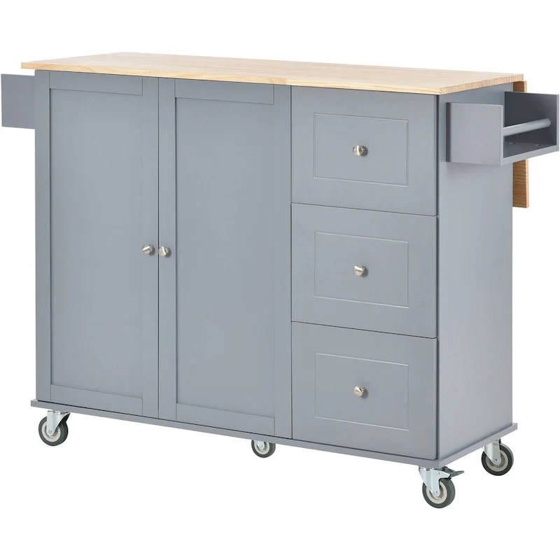 Multifunctional Kitchen Cart with Spice Rack and Adjustable Shelves